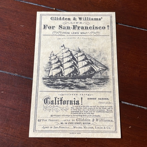 Clipper Ship Sailing Notices as Postcards - Picture 6 of 8